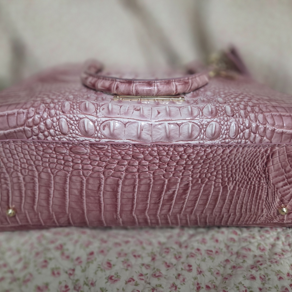 Brahmin Pink Croc-Embossed Leather Tote - Picture 4 of 5